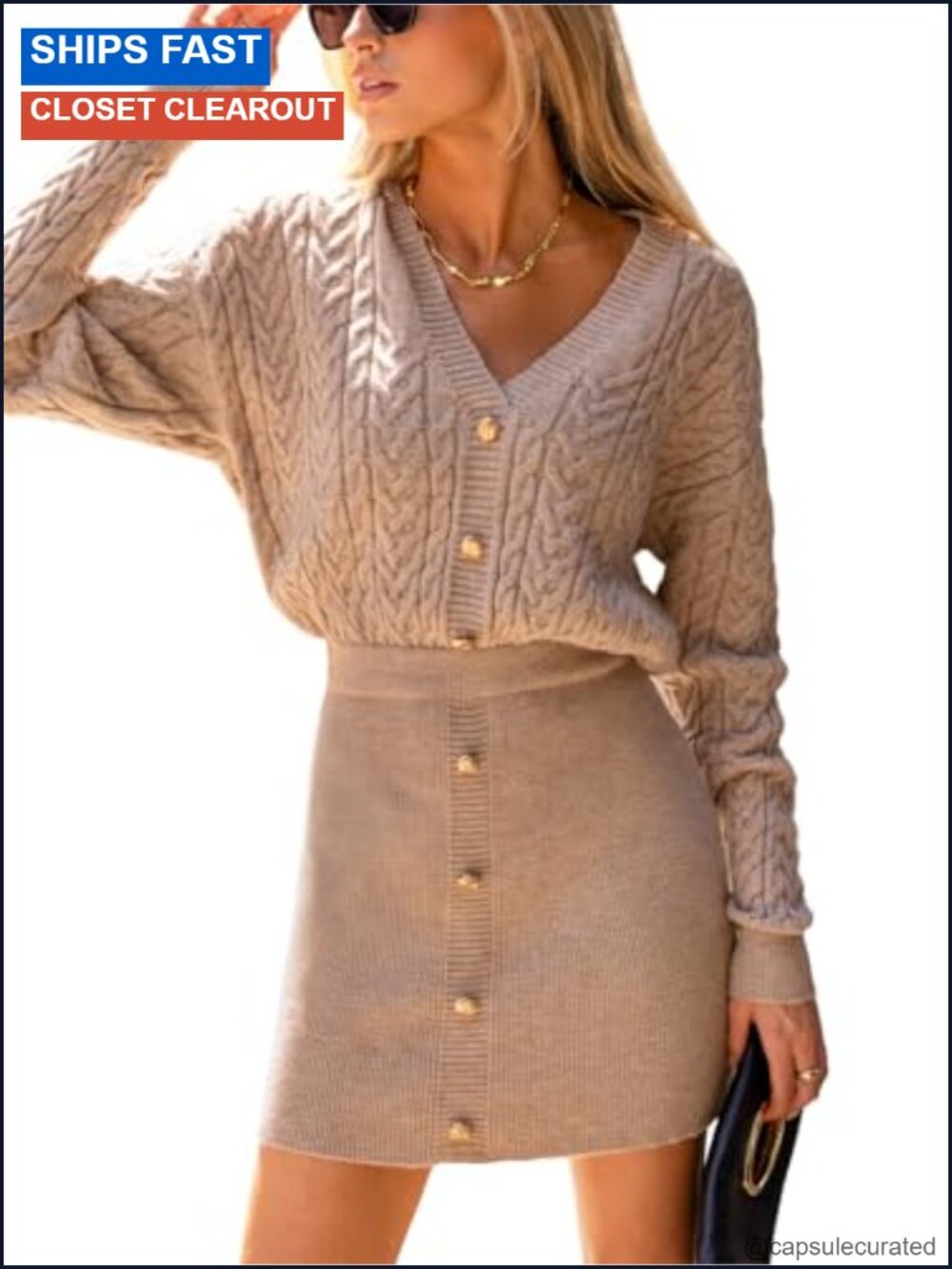 Women's V-Neck Long Sleeve Knit Mini Dress Bodycon Sweater Dress